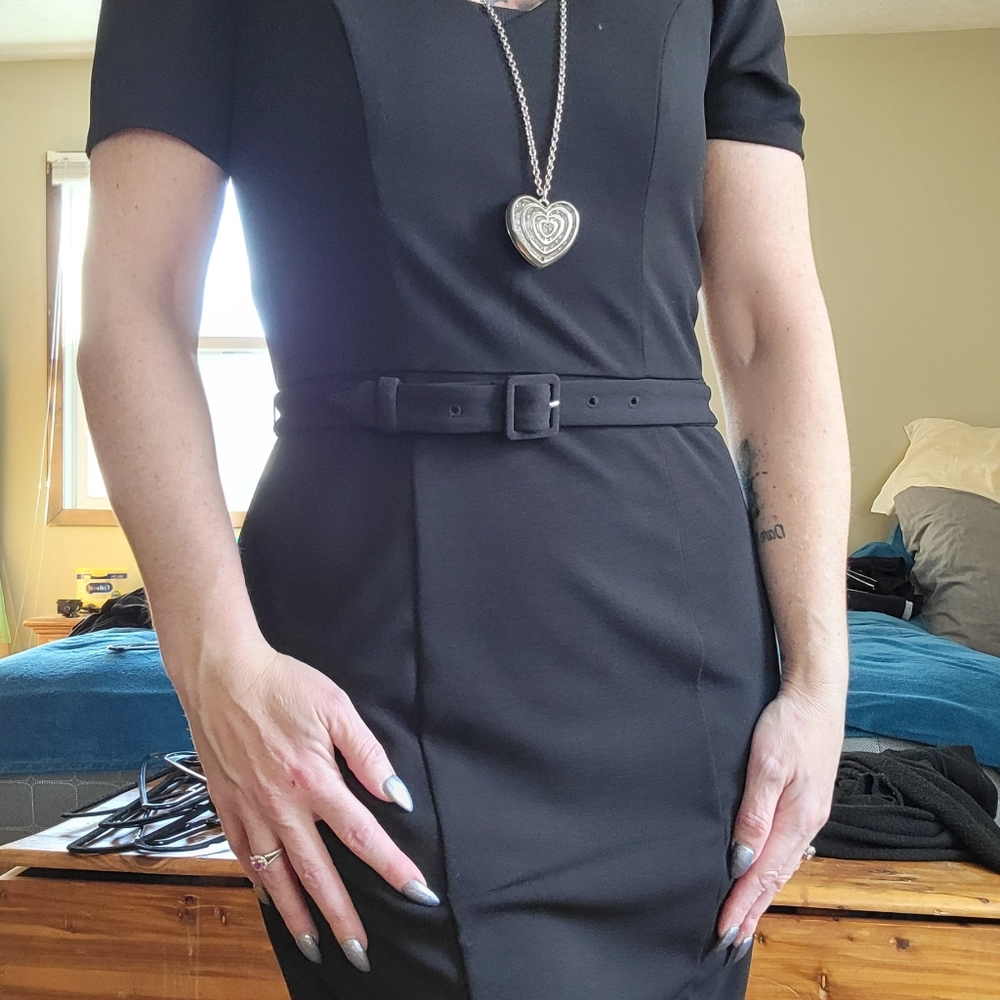 Black Puff Sleeve Business Dress